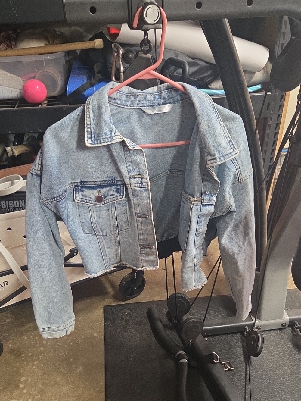 Cropped Light Wash Denim Jean Jacket - Casual Women's Jacket - Picture 1 of 3